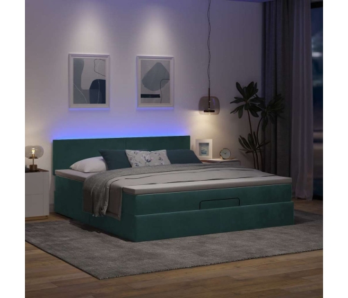 Estructura de cama otomana con colchón verde oscuro 160x200 cm
