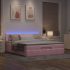 Cama otomana con colchón y LED terciopelo rosa 180x200cm