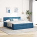 Cama otomana con colchones y luces LED azul oscuro 200x200 cm