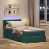 Cama otomana con colchón y LED terciopelo verde oscuro 80x200cm