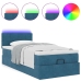 Cama otomana con colchón y LED terciopelo azul oscuro 80x200 cm