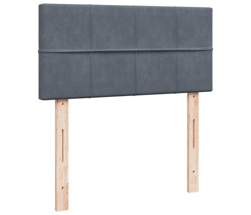 Estructura cama otomana colchón terciopelo gris oscuro 90x190cm