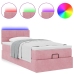 Estructura cama otomana con colchón terciopelo rosa 90x190cm