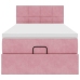 Estructura cama otomana con colchón terciopelo rosa 90x190cm