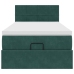 Estructura de cama otomana con colchón terciopelo verde oscuro