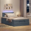 Cama otomana con colchón y LED terciopelo gris oscuro 120x190cm