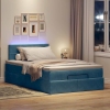 Cama otomana con colchón y LED terciopelo azul oscuro 120x190cm