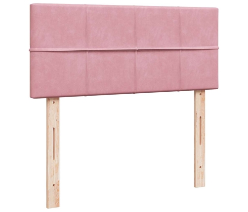 Cama otomana con colchón y LED terciopelo rosa 120x190cm