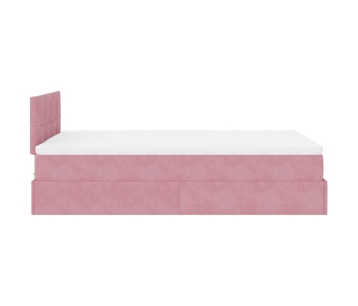 Estructura de cama otomana colchón terciopelo rosa 120x200cm