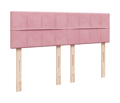 Estructura cama otomana con colchón terciopelo rosa 140x190 cm