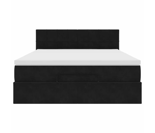 Estructura cama otomana colchón terciopelo negro 140x200cm