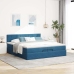 Cama otomana con colchones y luces LED azul oscuro 200x200 cm