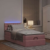 Cama otomana con colchón y LED terciopelo rosa 80x200 cm