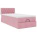 Estructura cama otomana con colchón terciopelo rosa 90x190cm