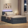 Cama otomana con colchón y LED terciopelo gris oscuro 120x190cm