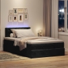 Cama otomana con colchón y LED terciopelo negro 120x190cm