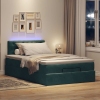 Cama otomana con colchón&LED terciopelo verde oscuro 120x190cm