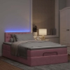 Cama otomana con colchón y LED terciopelo rosa 120x190cm