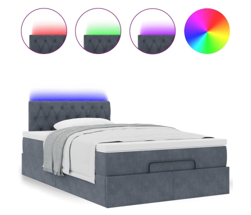 Estructura cama otomana colchón terciopelo gris oscuro