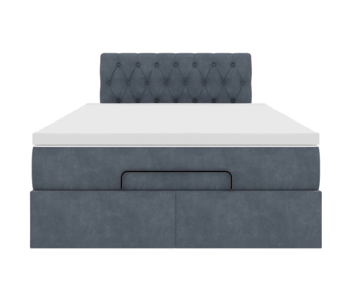 Estructura cama otomana colchón terciopelo gris oscuro