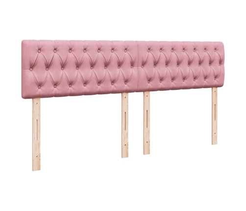 Estructura cama otomana con colchón terciopelo rosa 160x200 cm