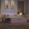 Cama otomana con colchón y LED terciopelo rosa 180x200cm