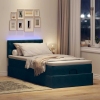 Cama otomana con colchón y LED terciopelo azul oscuro 80x200 cm