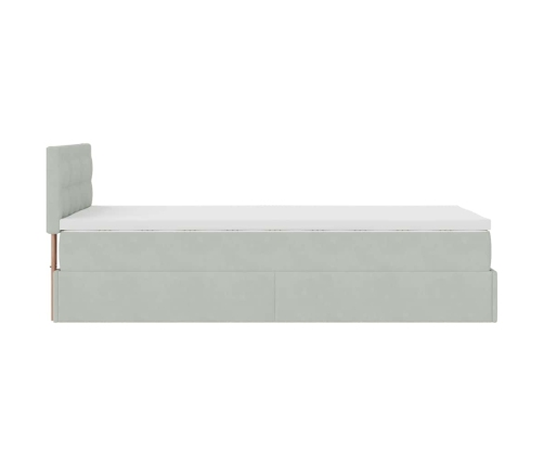 Estructura cama otomana colchón terciopelo gris claro 90x190cm