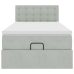 Estructura cama otomana colchón terciopelo gris claro 90x200cm