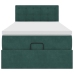 Estructura de cama otomana con colchón terciopelo verde oscuro