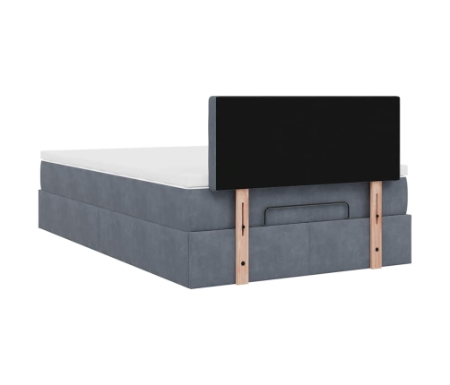 Cama otomana con colchón y LED terciopelo gris oscuro 120x190cm