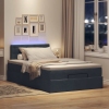 Cama otomana con colchón y LED terciopelo gris oscuro 120x190cm