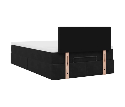 Cama otomana con colchón y LED terciopelo negro 120x190cm