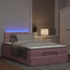 Cama otomana con colchón y LED terciopelo rosa 120x190cm