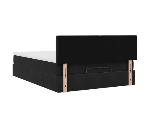 Estructura cama otomana colchón terciopelo negro 140x200cm