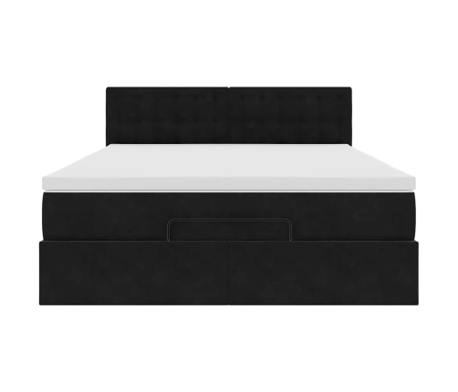Estructura cama otomana colchón terciopelo negro 140x200cm