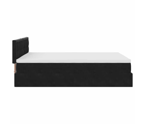Estructura cama otomana colchón terciopelo negro 140x200cm