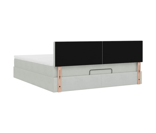 Estructura de cama otomana con colchón gris claro 160x200cm
