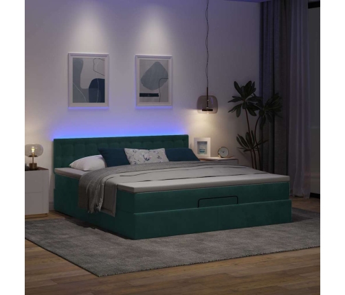 Estructura de cama otomana con colchón verde oscuro 160x200 cm