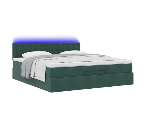 Estructura de cama otomana con colchón verde oscuro 160x200 cm