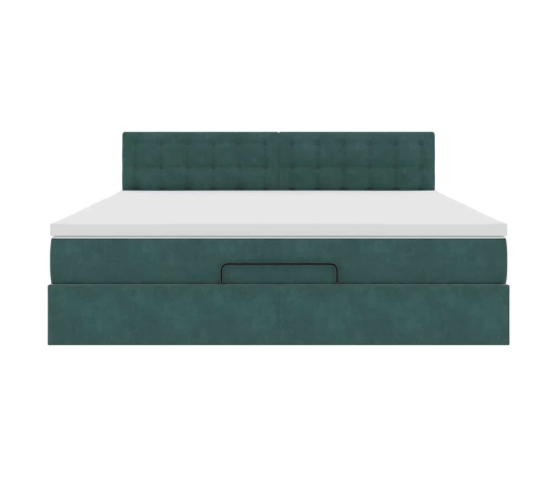 Estructura de cama otomana con colchón verde oscuro 160x200 cm
