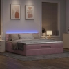 Cama otomana con colchón y LED terciopelo rosa 180x200cm