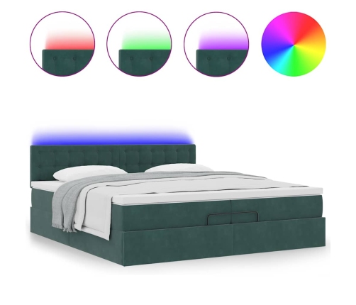 Estructura de cama otomana colchones terciopelo verde oscuro