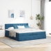 Cama otomana con colchones y luces LED azul oscuro 200x200 cm