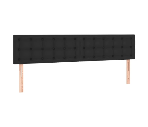 Cama otomana colchón y LED cuero sintético negro 160x200 cm