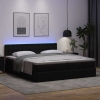 Cama otomana colchón y LED cuero sintético negro 160x200 cm