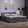 Cama otomana colchón y LED cuero sintético gris 160x200 cm