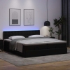 Cama otomana colchón y LED cuero sintético negro 180x200 cm