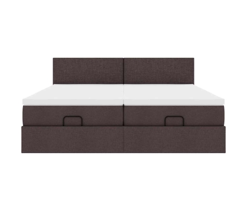 Estructura cama otomana colchones tela marrón oscuro 180x200cm
