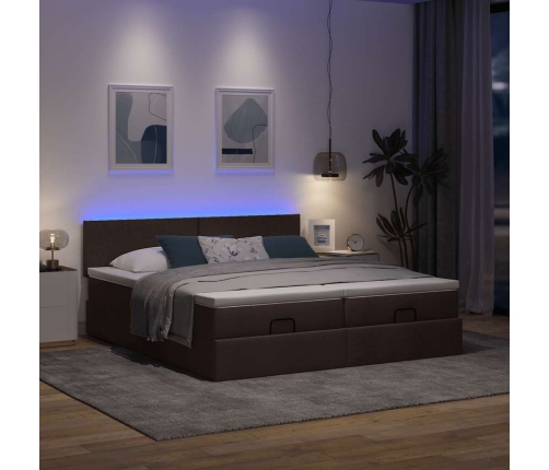 Estructura cama otomana colchones tela marrón oscuro 180x200cm
